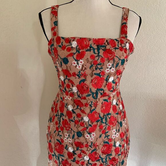 Lovers + Friends Under The Stars Midi Dress Rose Lace M - Picture 6 of 12